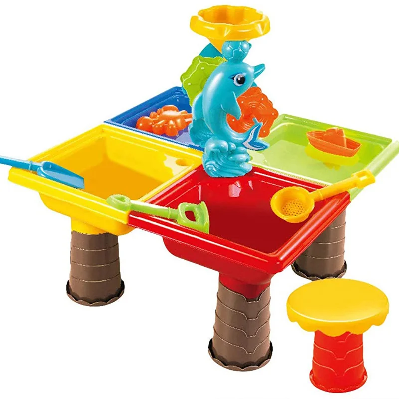 New Creative Baby Summer Sand And Water Table Box Baby Kids Children Outdoor Beach Waterwheel Toys Family Play Set