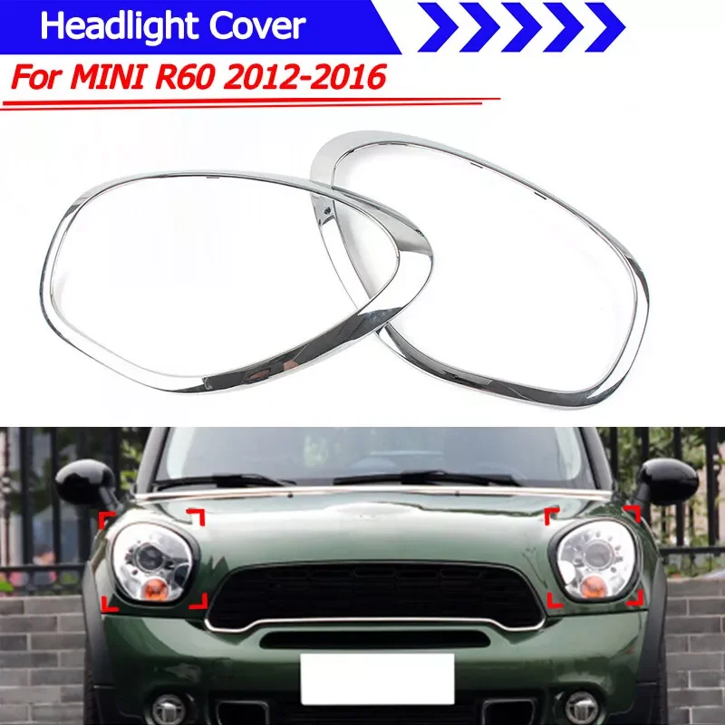 

Chrome Headlight Ring Bezel Trim Surround Cover Left Right For MINI Cooper R60 Countryman S ALL4 11-16 51139801573 51139801574