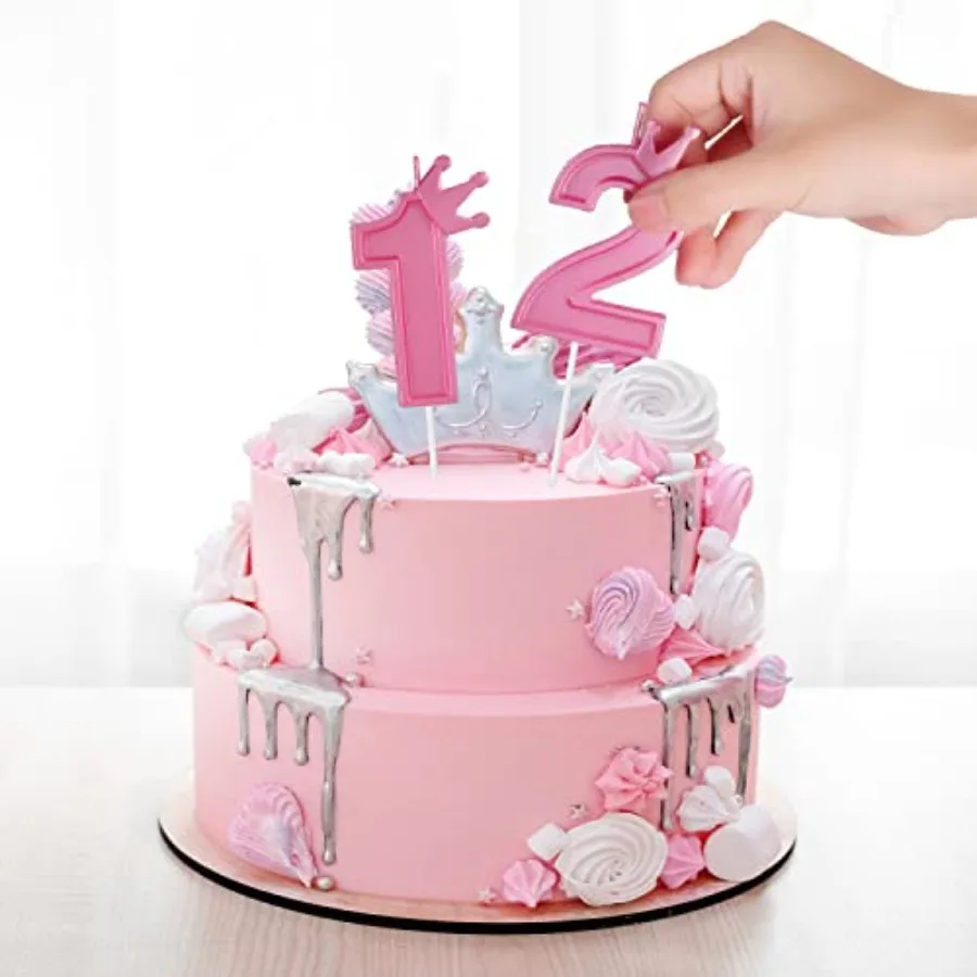 3 Ih Birthday Number Candle 3D Number Candle with Crown Decor Large Cake Topper Number Candles for Birthday Ca Wedding Annivers