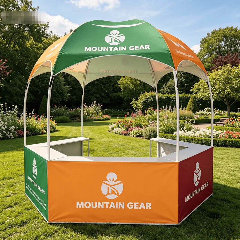 10X10Ft Advertising Promotional Hexagonal Trade Show Dome Kiosk Counter Tent Advertising Kiosk Counter Canopy Dome Tent
