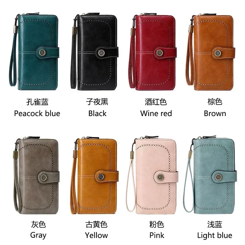 High Quality Women Wallet  Anti-theft Leather Wallets For Woman Long Zipper Large Ladies Clutch Bag Female Purse Card Holder