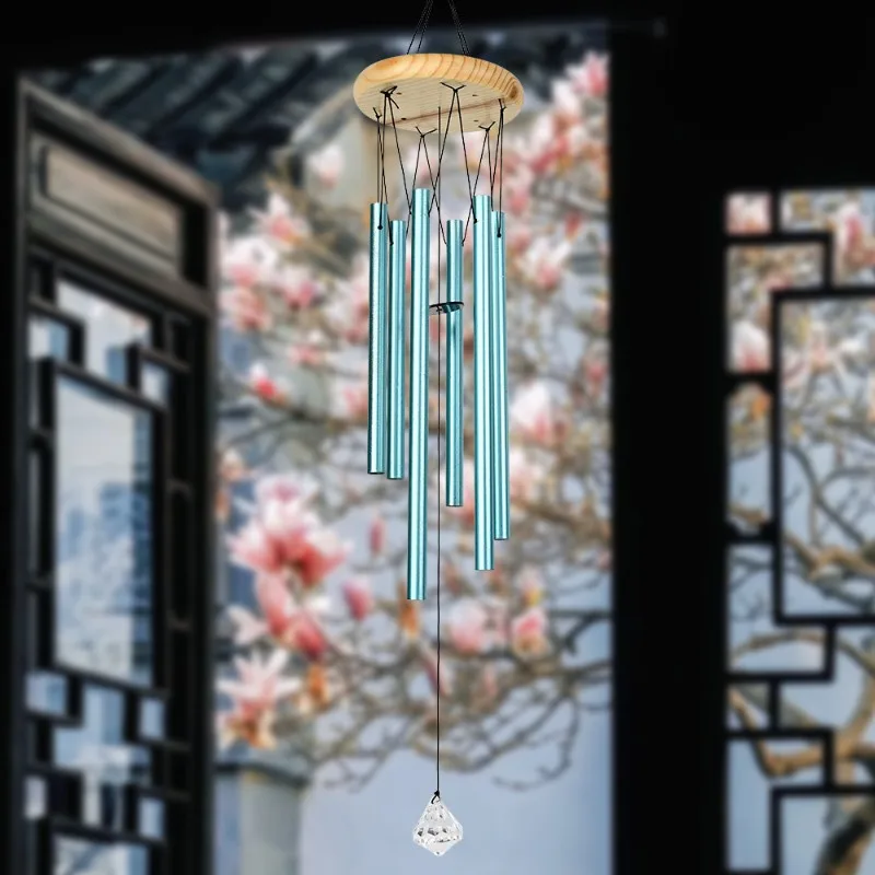 B03C-Blue Metal For Home And Garden Wind Chime-26 Inch Handcrafted Aluminum Tube Bell Hanging Decor