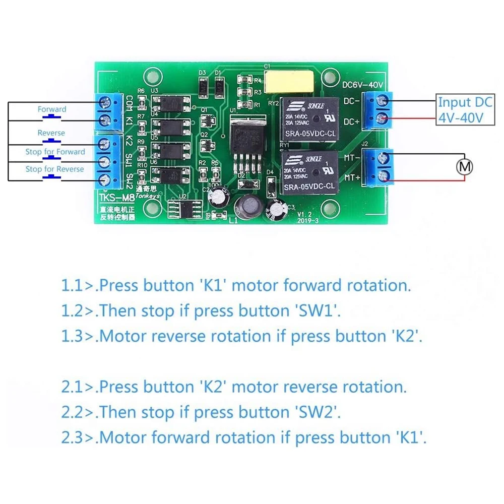 DC BLDC Motor Driver Module Forward Reverse Controller 20A High Current with Limit Relay Driver Lifting Control Board 5V 12V