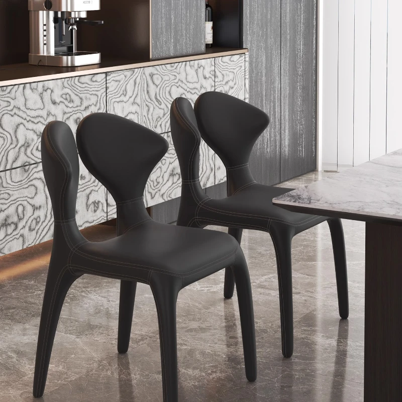 

Modern Transparent Dining Chairs Leather Faux Leather Kitchen Leather Dining Chairs Relaxing Designer Silla Comed Furniture Home