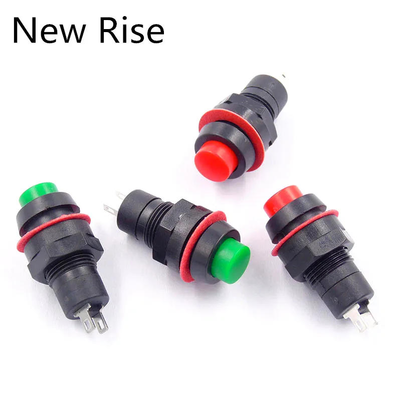 10PCS 10mm Round Miniature Button DS-211 Momentary / Self-Locking Push Button Switch 1A 250V AC Red Green