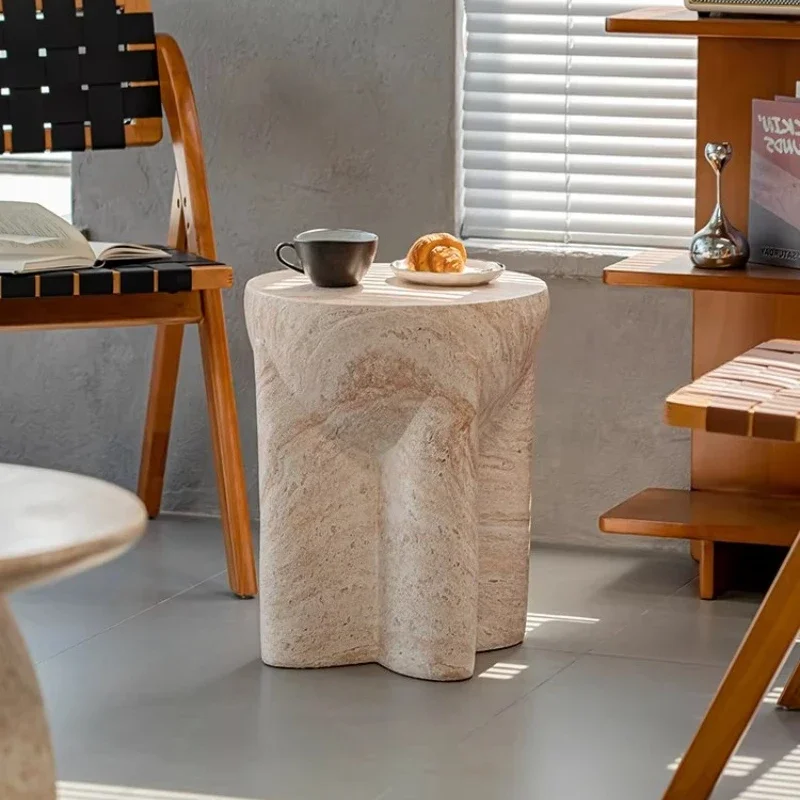 side table art end tables living room furniture Home minimalism Modern imitation travertine small coffee table creative