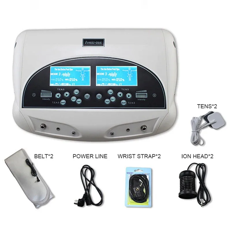 

Dual Ionic Detox Foot Bath SPA System Feet Electric Massager LCD Display Cell Detoxification Machine with Two Arrays and Belts