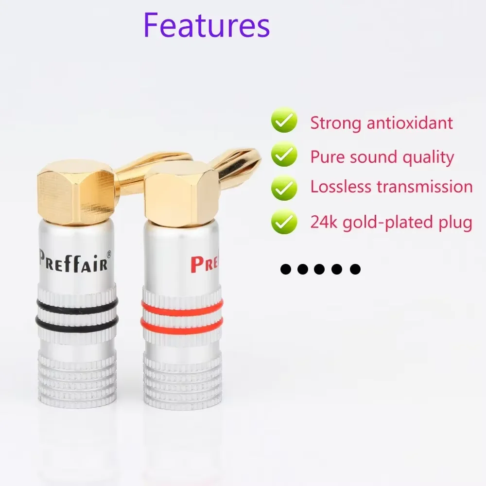 BA series HiFi Carbon Fiber Banana Connectors Rhodium/Gold-Plated Male Plugs for Speaker/Amplifier Cables