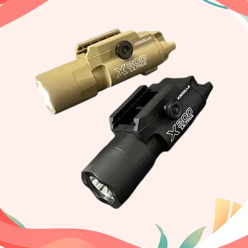 X400 Dual Function Rail LED Flashlight Hand Held Bright Lamp with Auxiliary Light for Picnic Hiking Night Daily Lighting