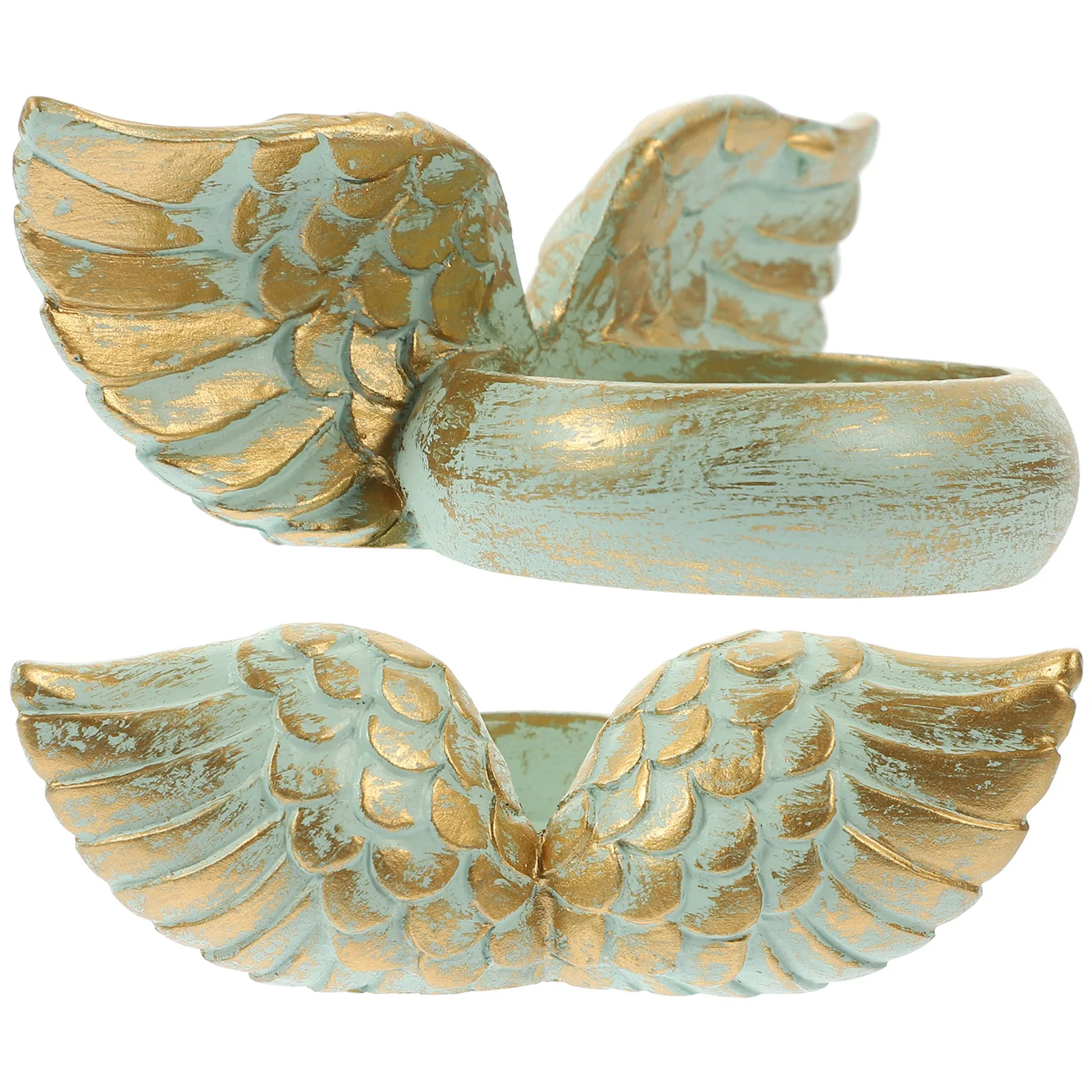 

Exquisite Resin Angel Wing Candlestick Vintage Desktop Holder for Home Office Aromatherapy Lamp Decor Gift