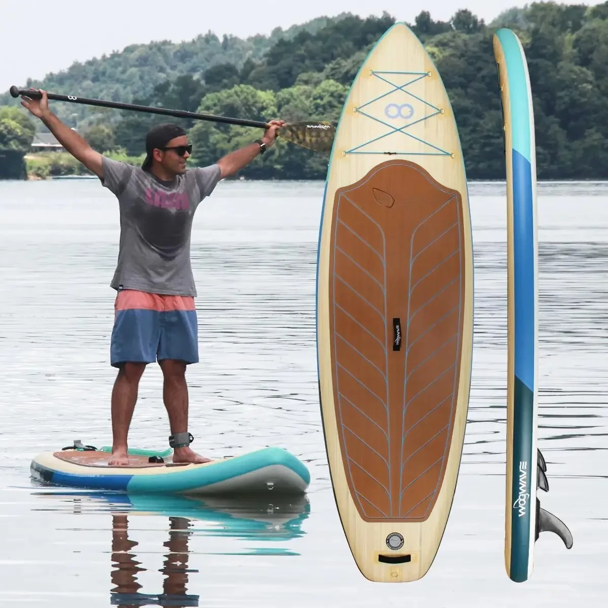 

EVA foam and Fiberglass paddle board stand-up custom ISUP inflatable paddle board with fins