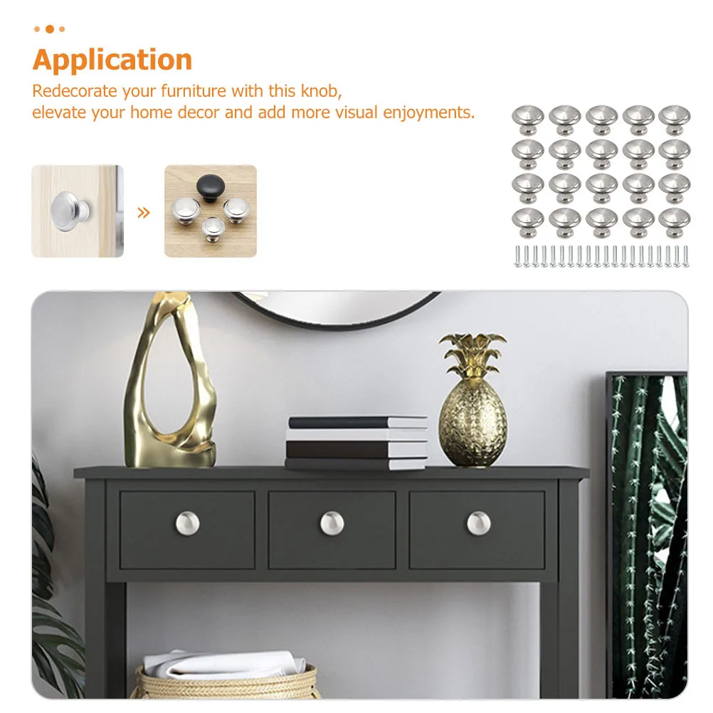

20pcs Round Drawer Knobs Stainless Steel Cabinet Handles For Dresser Cupboard Wardrobe Pulls Smooth Easy Install Home Furniture