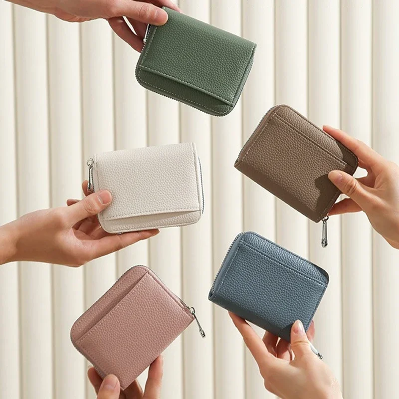 New Minimalist Women's Short Zipper Wallet Multifunctional PU Leather Mini Portable Card Holder Small Coin Purse for Daily Use