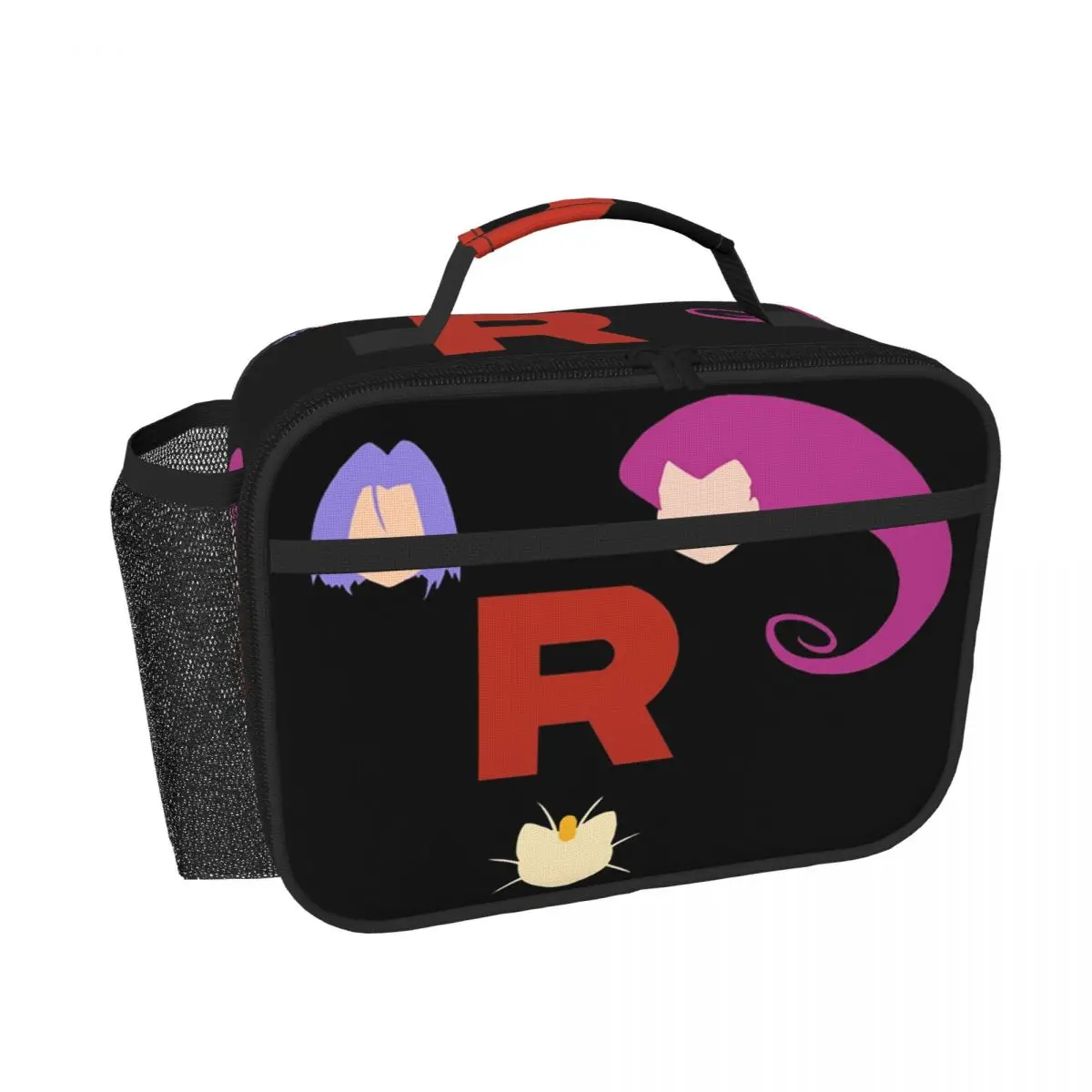 Letter R Team Rocket Logo Insulated Lunch Bag for Women Children Portable Food Boxes Thermal Lunch Box Tote