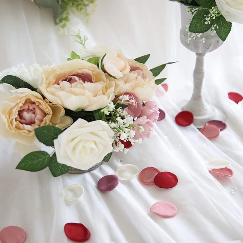 Pétalos de rosa de seda de 100 piezas, flores falsas Rojas, pétalos hechos a mano para boda, cesta para niña, accesorios de decoración de pasillo