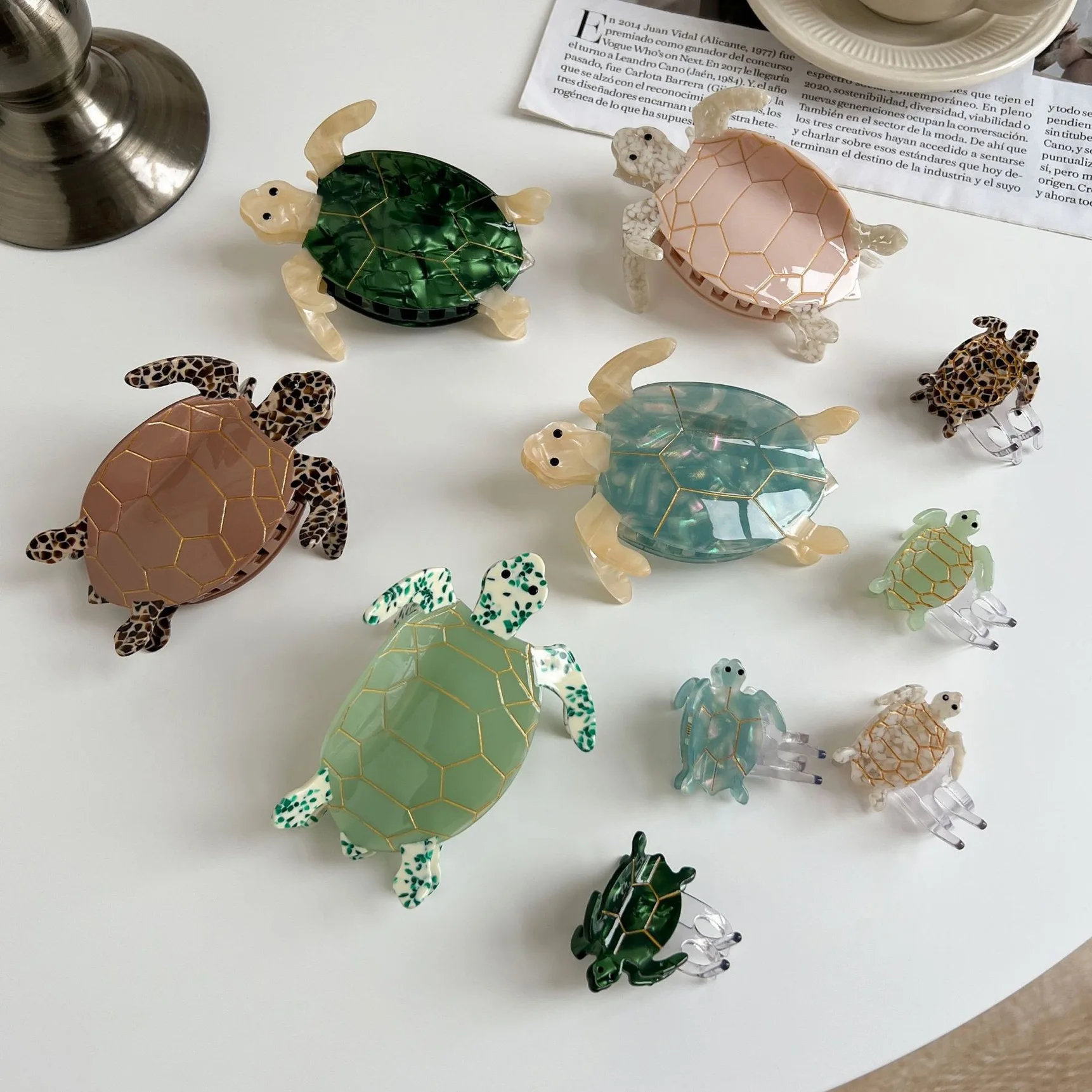 거북이 발톱 머리핀. 독특하고 캐주얼한 여름 패밀리 스타일. 아세테이트, 수제. 고품질. 패션 - 트렌디함.