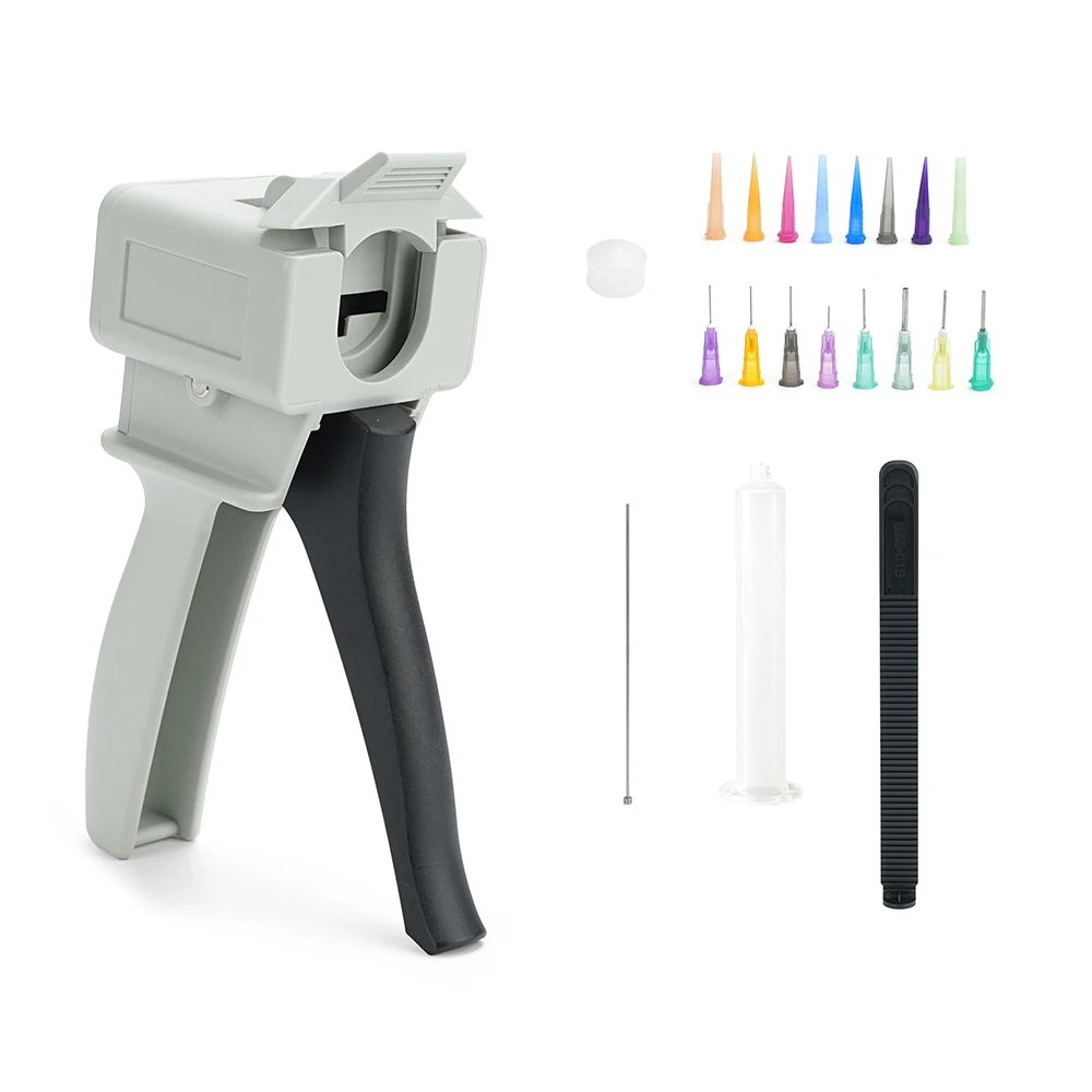 Complete Manual Dispensing Gun Kit Hand Syringe Glue Gun Set Syringe Push Rod Assorted Dispensing Needles For DIY Repair Gluing