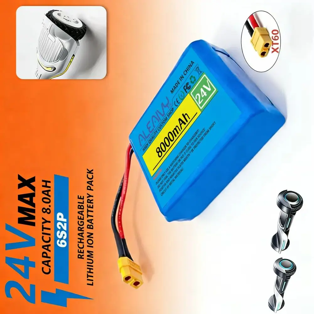

24V 8Ah 6S2P 18650 Rechargeable Battery Pack Universal Replacement for Self-Balancing Scooter Unicycle Hoverboard.