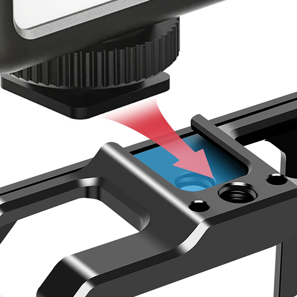 Schutzhülle aus Aluminiumlegierung für AKASO Brave8 Lite, schwarz, starkes Metall-Action-Kameragehäuse, Rahmenkäfig mit 1/4-Zoll-20-Schraubenloch – Detail 6