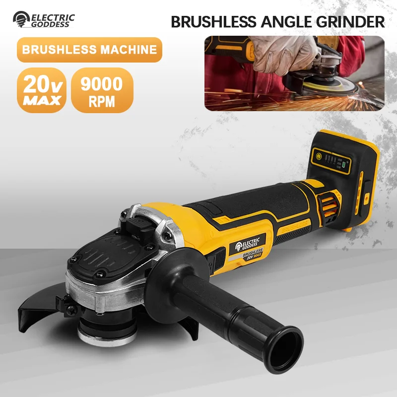 

EGOD 125mm Brushless Angle Grinder 9000RPM Fast Cutting Sanding Polishing 18V Lithium-Ion Power Tools For Dewalt Battery