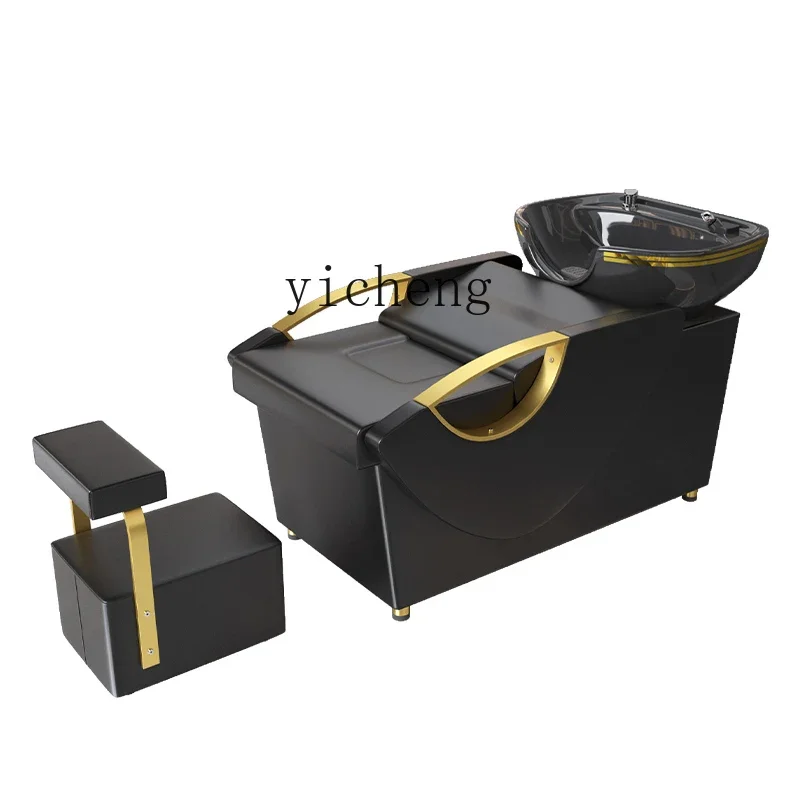 YY Hair Salon Special Light Luxury Water Heater Flush Lying Half High-End Ceramic Basin