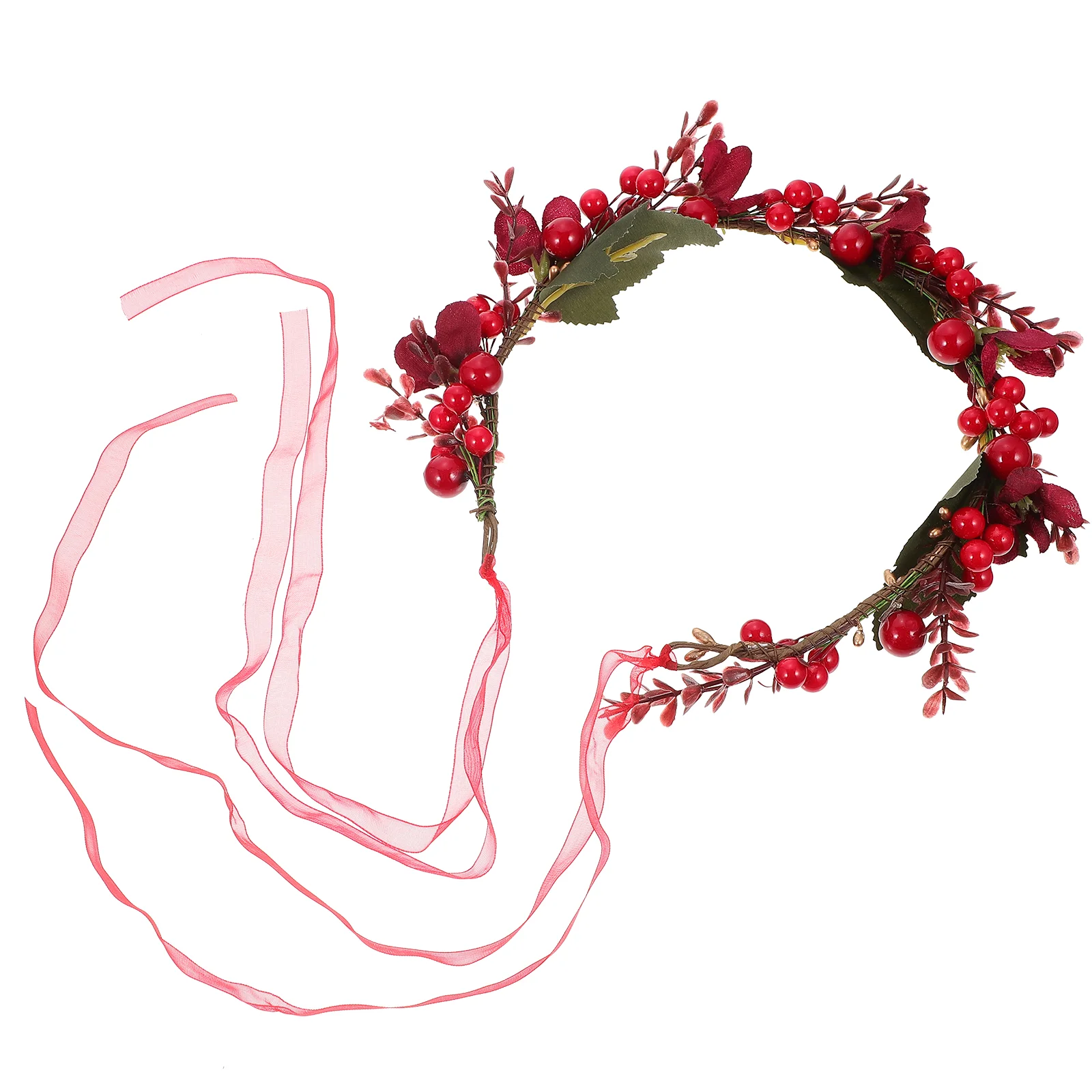 Christmas Wreath Headband Simulation Xmas Headdress Hair Decor Girl Fabric Flower Elegant