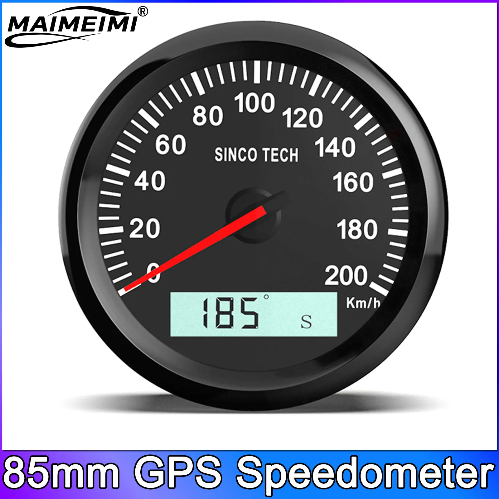 

85MM GPS Speedometer Gauge 200KMH + GPS Antenna Waterproof Motorcycle Boat Car Truck Speed Gauge Meter