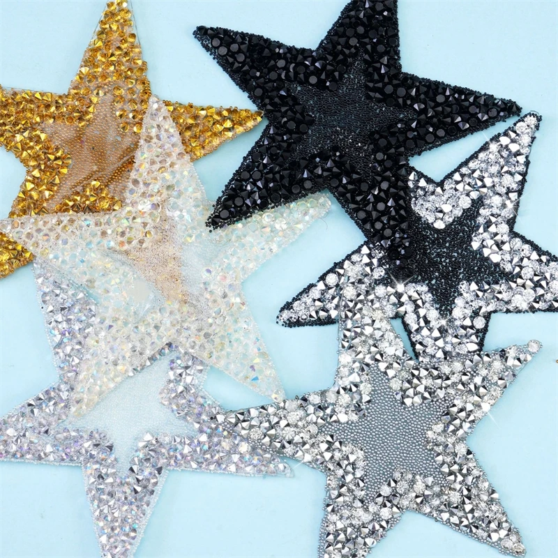 8CM Glitter Stars Stickers Sequined Star Patch DIY Fabric Appliques Badge Iron On Coats Jeans Pants Badge Accessory