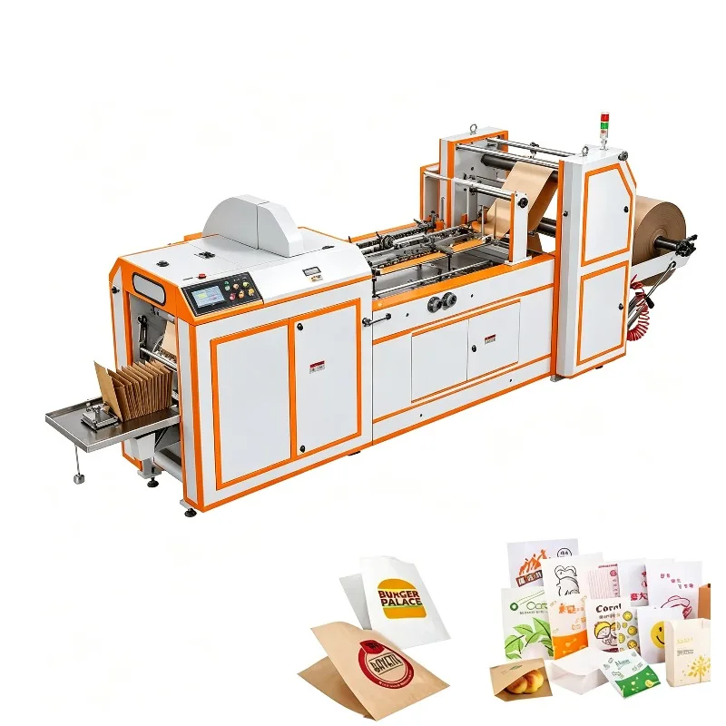Customized Automatic Take Out Food Bag Printing Machine V Sharp Bottom Bread Paper Bag Making Machine Production Line