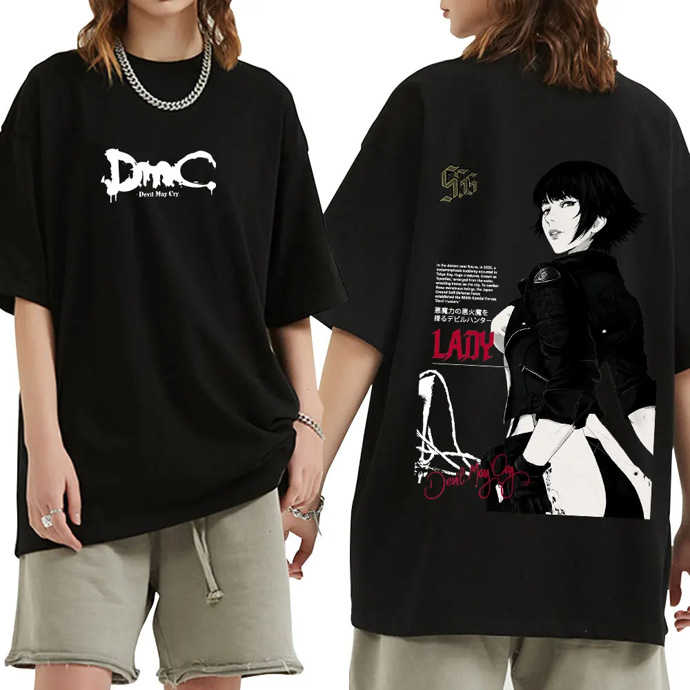 Game Devil May Cry Lady Dante T Shirts Men's Women Clothing Fashion T-shirts Casual Cotton Short Sleeves T Shirt Tops Streetwear