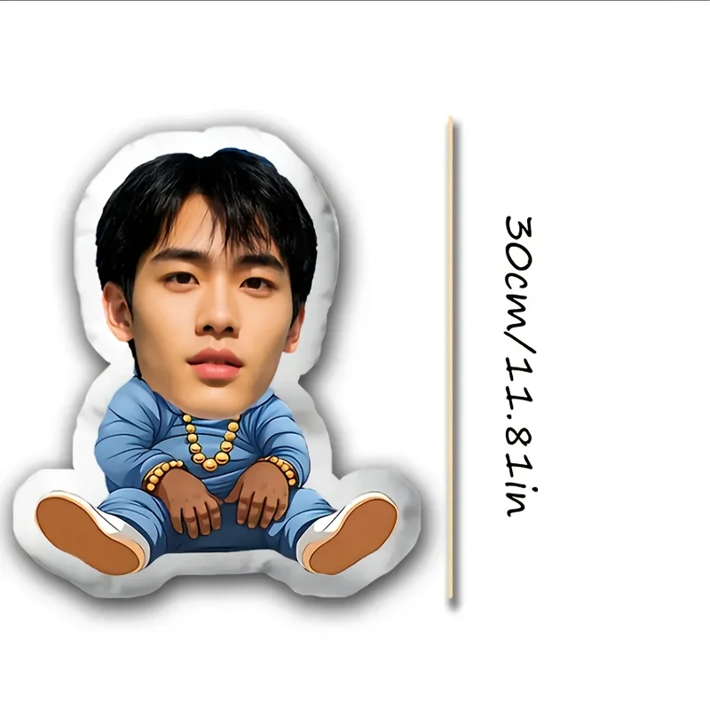 Personalized Photo Plush Pillow - Face & NameTextMessage, Upload Your Own Picture, Soft Fabric Cushion & s, Anniversary Gift, Up