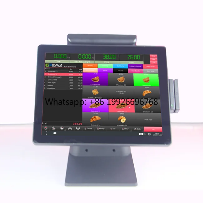 Professional 15 Inch Capacitive Touch Screen POS Terminal with Cash Register Drawer MSR Compatible for Restaurant Systems