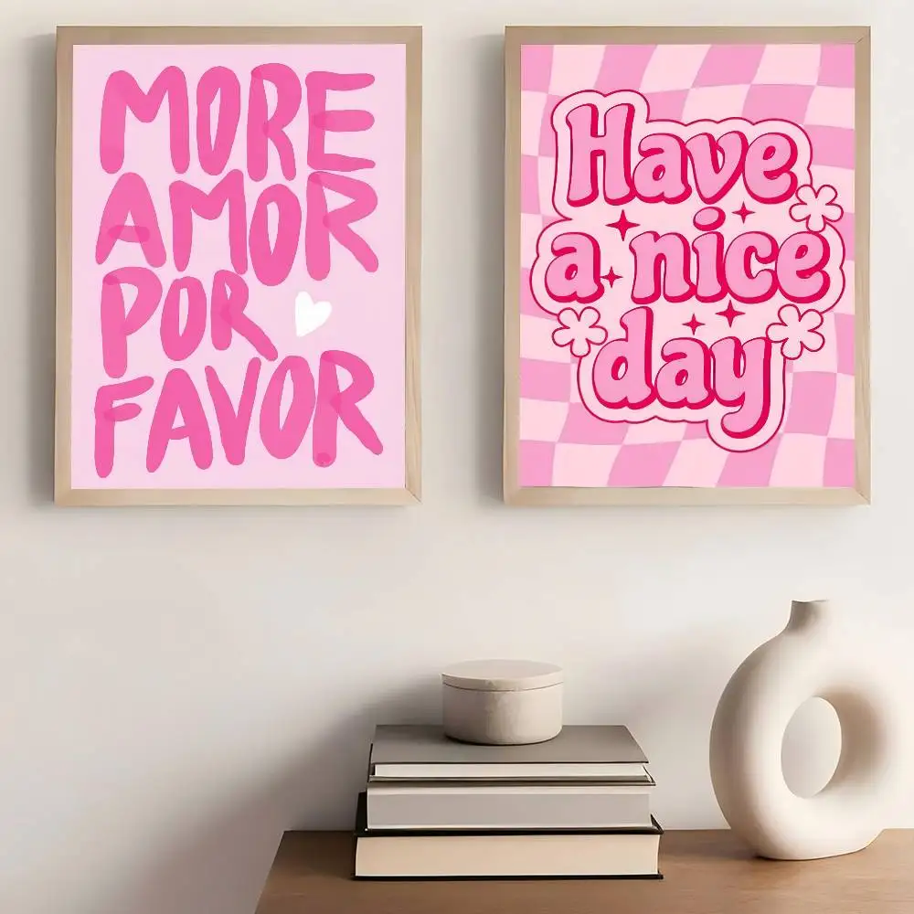 Pink Love Quote Classic Movie Posters Waterproof Paper Sticker Coffee House Bar Decor Art Wall Stickers