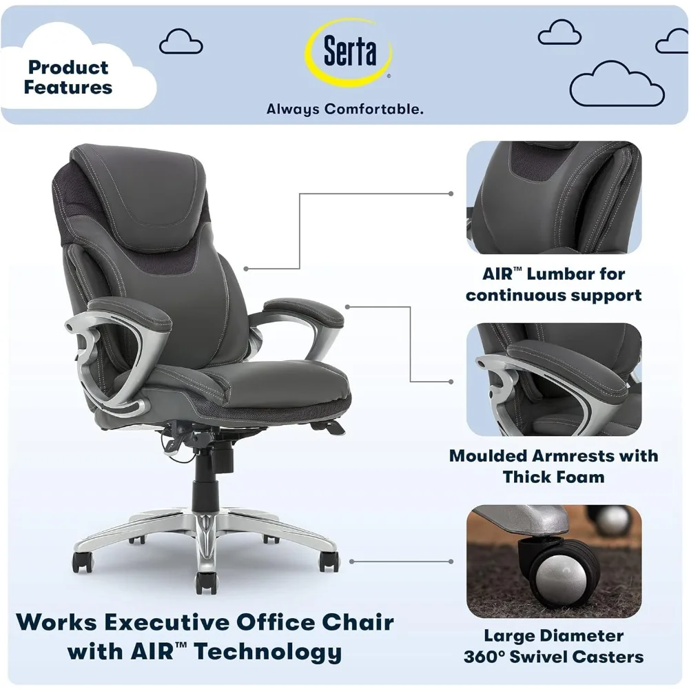 Ergonomic Computer DeskChair with Patented AIR Lumbar Technology, Comfortable Layered Body