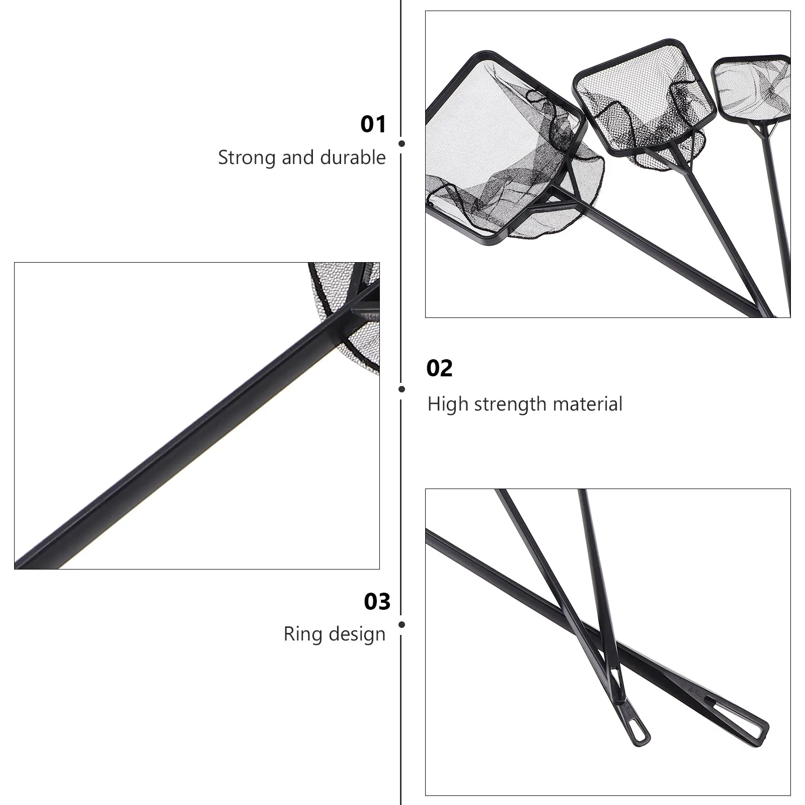 

3pcs Nets Set Heavy Duty Fish Tank Swimming Pool Net Aquarium Skimmer with Fish Tank Net Hanging Hole