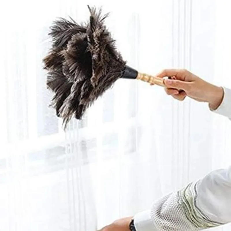 30/38/40cm Anti-Static Ostrich Feather Fur Brush Duster Dust Cleaning Tool  Wooden/Plastic Handle Household Clean Up