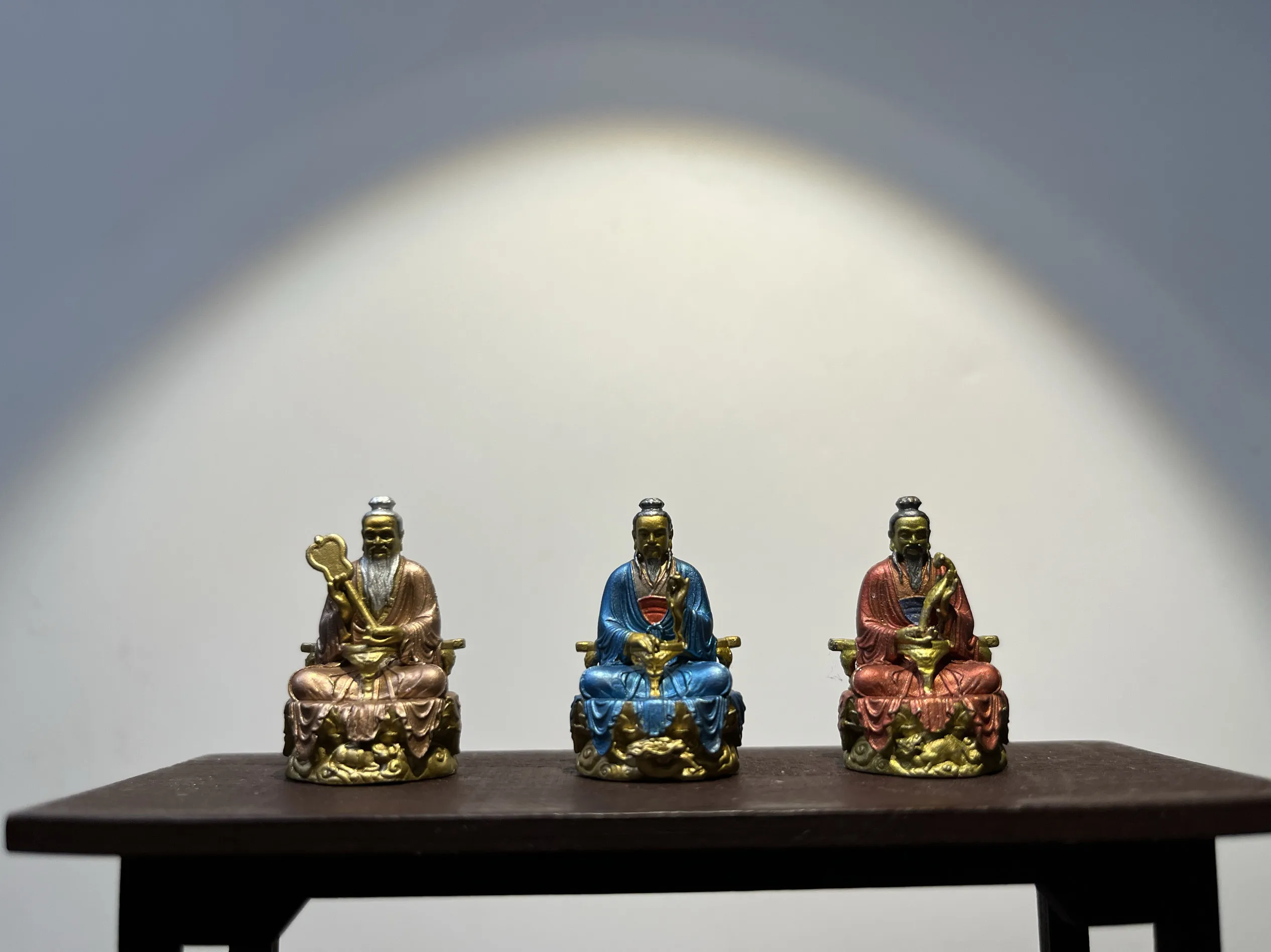 Sanqing Tianzun Pure Painted with Mini Small Shelf