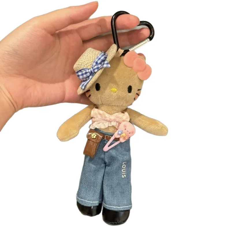 Sanrio perna longa menina estilo antigo médio chaveiro de pelúcia pingente mochila diária acessórios de moda personalizados