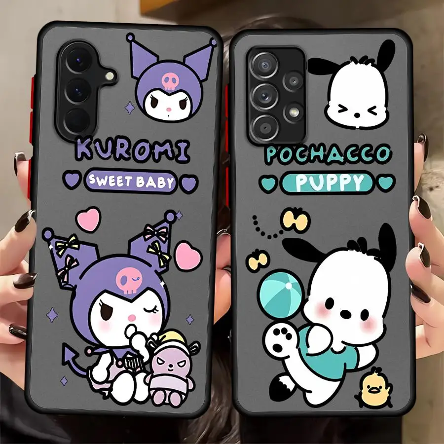 Casing Belakang Ponsel untuk Samsung Galaxy A73 A24 A52 A56 A35 A36 A25 A26 A22 A54 A34 A21s A53 Sanrio Kuromi Pochacco