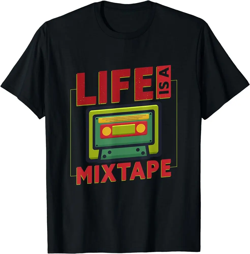 Life Is A Mixtape Retro 80s, Tape Recorder Cassette T-Shirt Anime Graphic T-shirts Y2K Tops Unisex Summer Short Sleeve