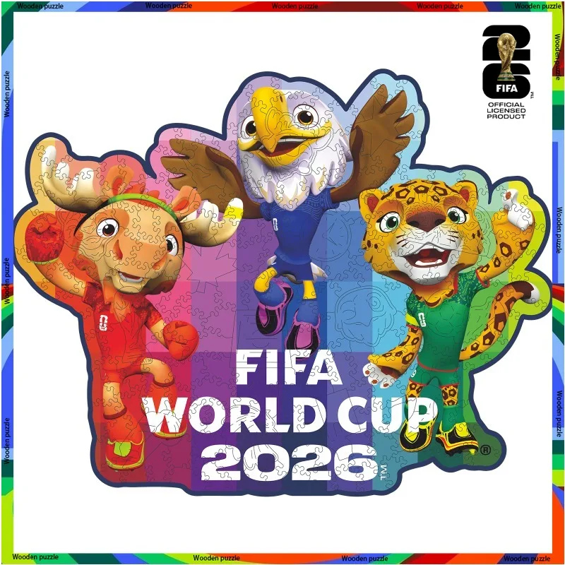 FIFA World Cup Wooden Puzzles for Adults Unique Shape Jigsaw Puzzle Exercise Brain Toys Sports Fans for Adults Festival Gifts