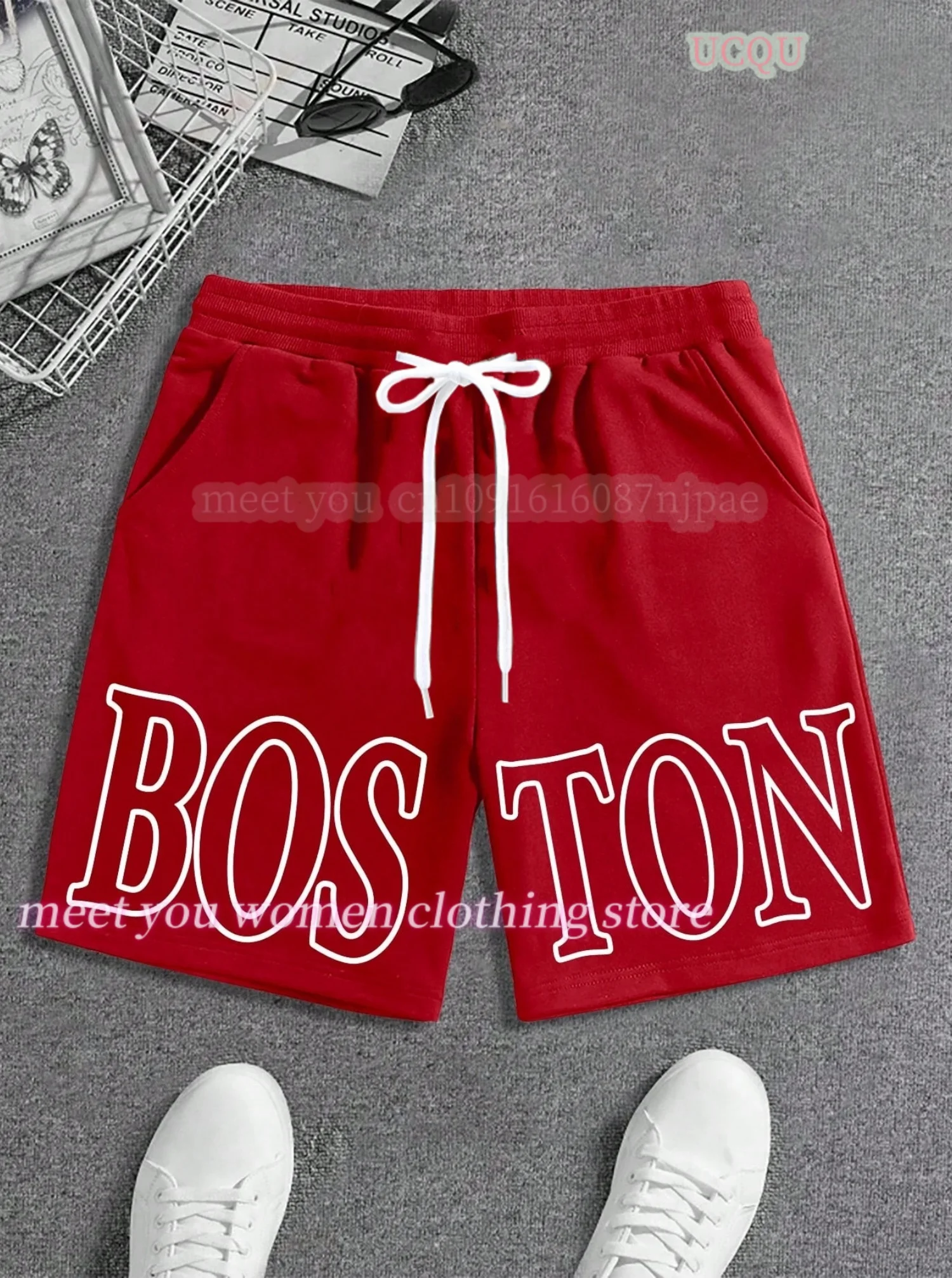 Women man Summer casual  Shorts Lertters BOSTON Print Men Women Gym Shorts casual couple  Trunks men Shorts