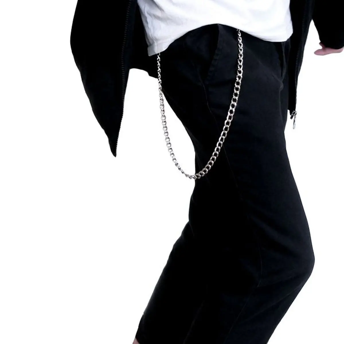 

2Pcs Trendy Metal Chain for Jeans 25Cm 40Cm Portable Fashionable Punk Hip-Hop Gothic Wallet Trousers Trousers Chain