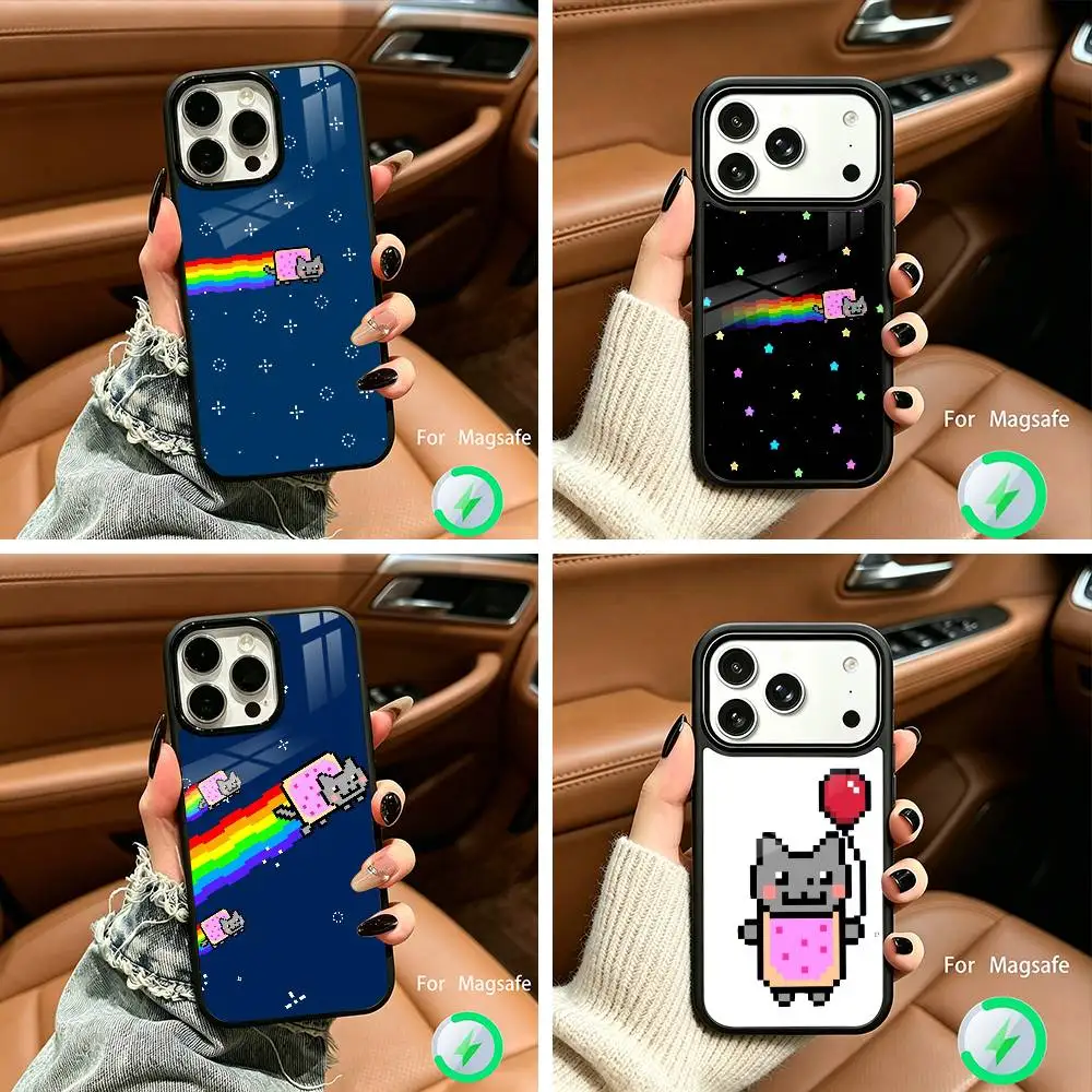 

Cute N-Nyan -C-Cat Phone Case For IPhone17 16 15 14 13 12 11 Pro Max 16/15/14Plus Wireless Charger Cover Funda