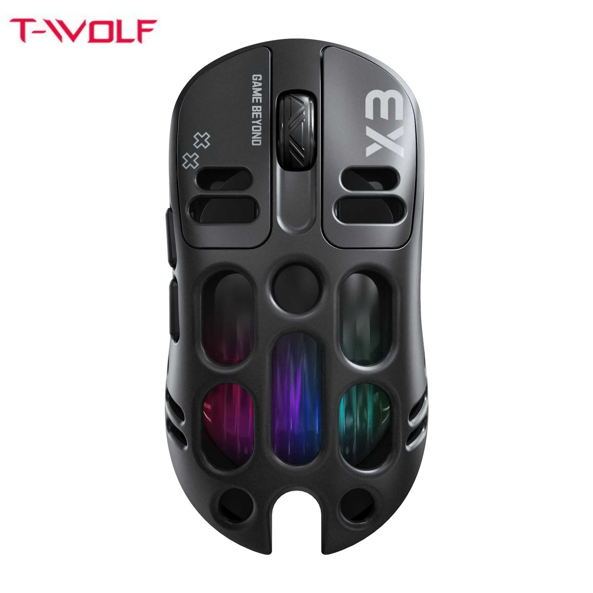 T-WOLF X3 Wireless Gaming Mouse Triple Mode 2.4G BT Wired Hollow Out RGB Light Mechanical Ergonomic Esports Mice For Computer
