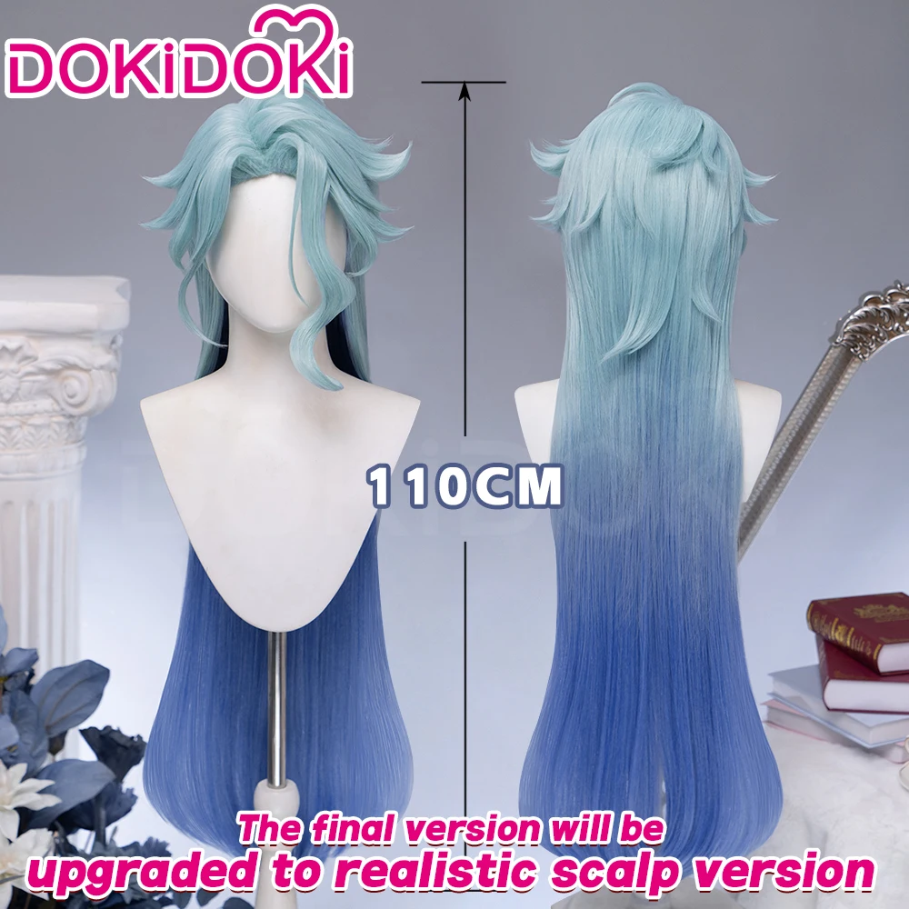 EN STOCK Peluca de Cosplay Il Dottore del Juego Genshin Impact DokiDoki para Hombre, Cabello Largo de 110cm, Doctor Heavenly Principles, Peluca con Gorro Gratis