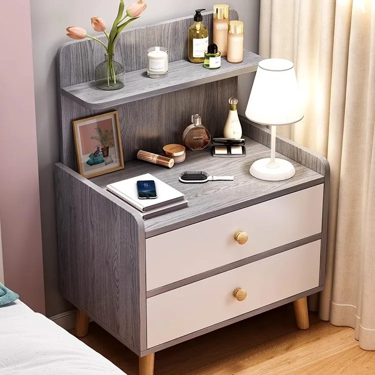 AOLIVIYA Rental Room Bedside Table Modern Simple and Simple Heightened Shelf Bedroom Small Bedside Cabinet Nordic Style Locker