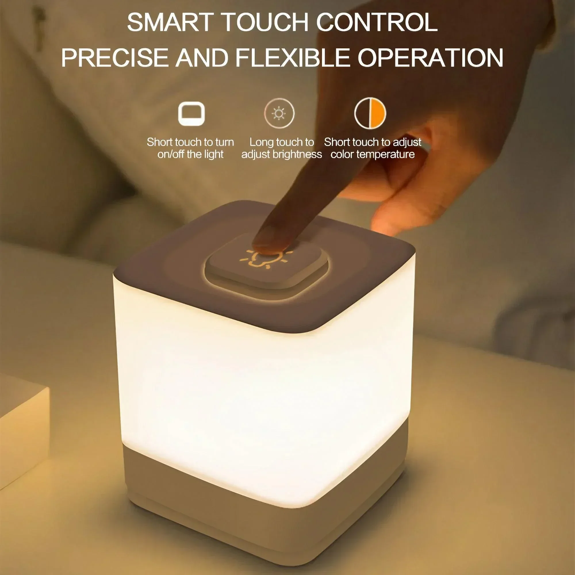Rechargeable Touch Control LED Night Light Soft Warm Glow Portable Bedside Companion Sleep Ambient Lamp