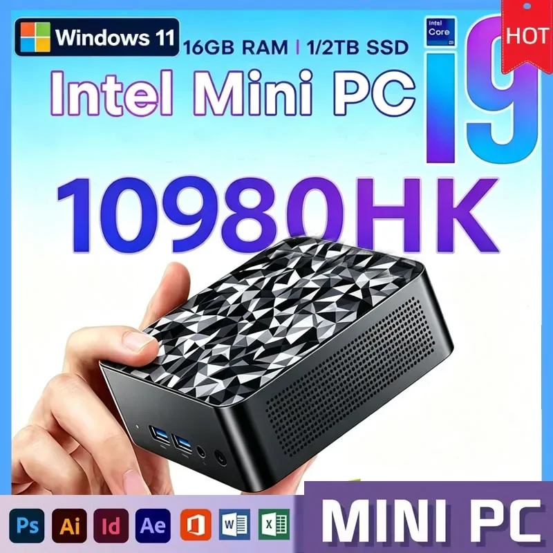 NEW Mini PC with Windows 11 Intel Core I9 10980HK 16GB/32GB RAM 1TB/2TB SSD UHD Graphics WiFi6 4K Small Pocket Gaming Compute