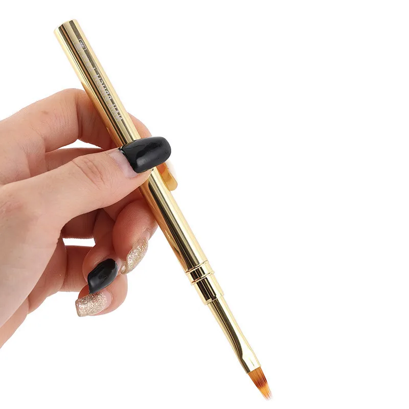 1/11PCS Golden Metal Rod Nail Pen Brush Coloring Pen Large Square Round Light Therapy Pen Halo Pen Nail Drawing Pen Flower Pen